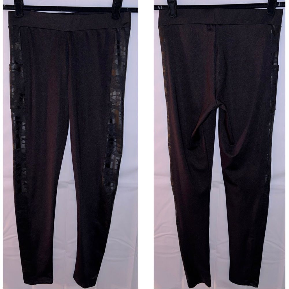 CM Fashion Side Pocket Full-length Leggings- Black Camo/ Size Small